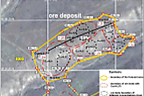 Ore-deposit map used to delimit the target areas.